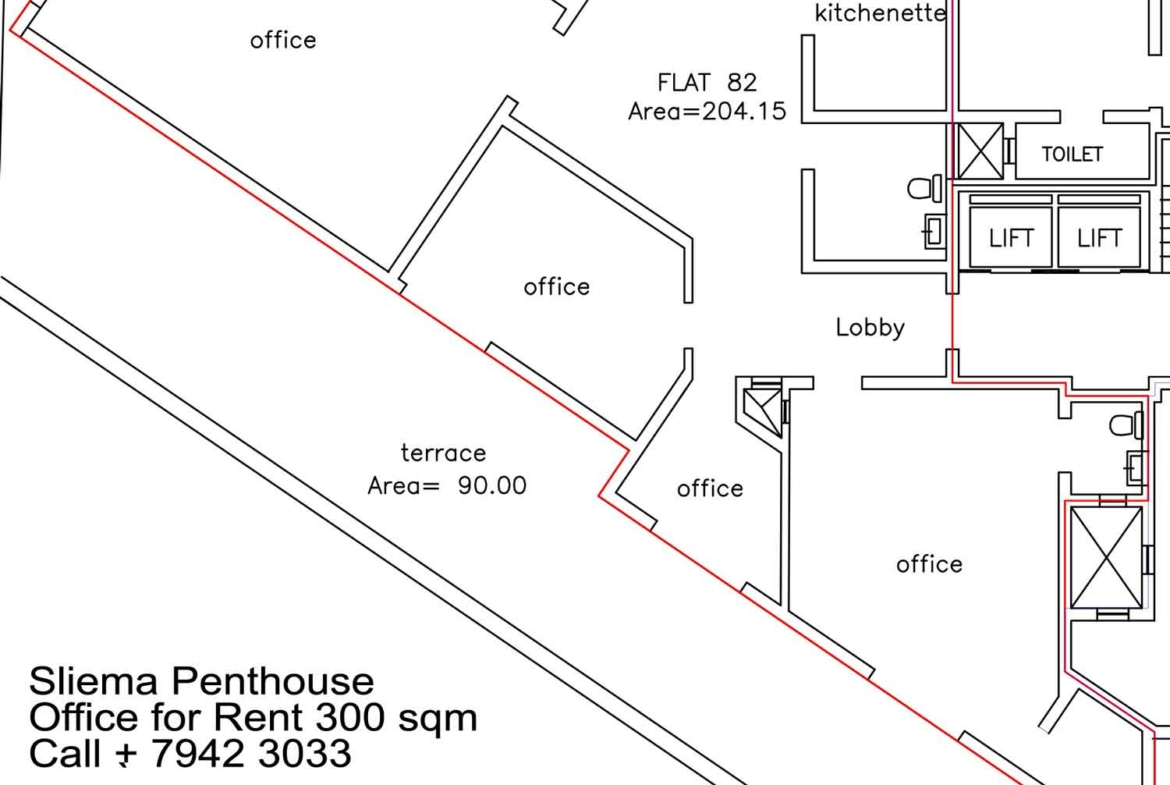 Sliema Penthouse Office for Rent